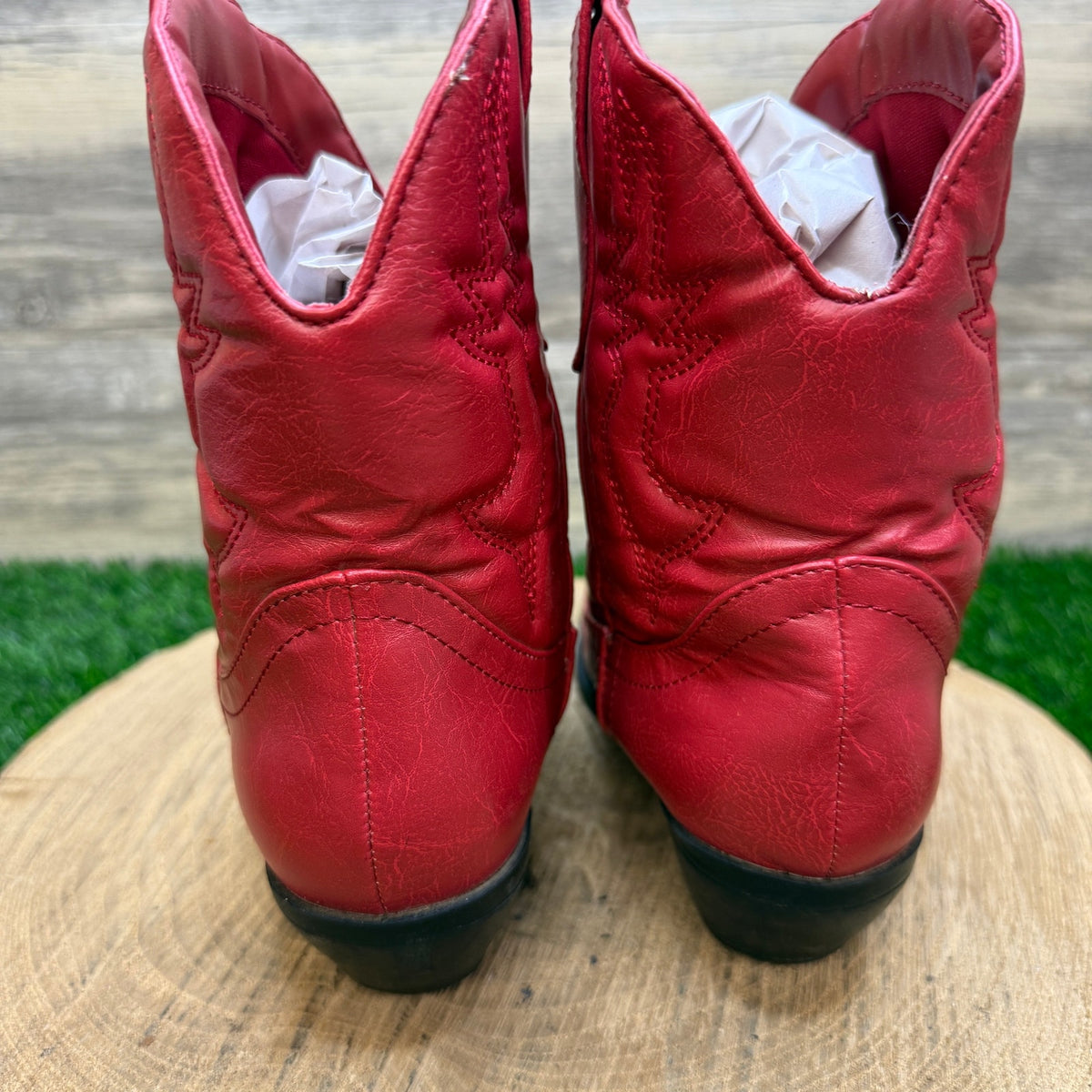 Soda Women - Size 7.5 - Red Faux Leather Ankle Boots