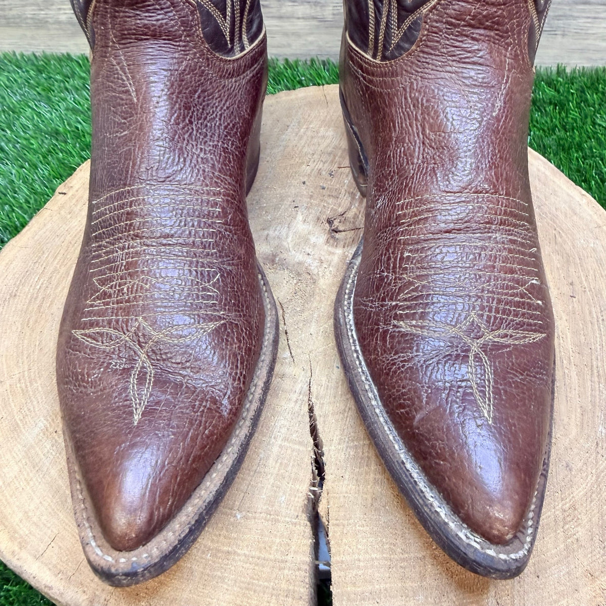Tony Lama Men - Size 9A - Vintage Chocolate Bullhide Western Cowboy Boots 2991