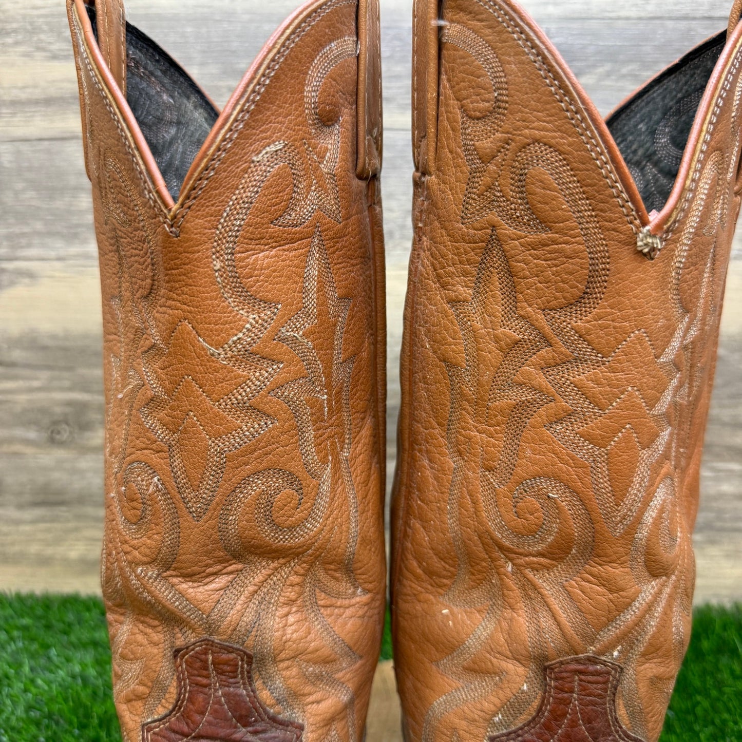 Dan Post Men - Size 8EW - Vintage Tan Smooth Ostrich Western Cowboy Boots P2889