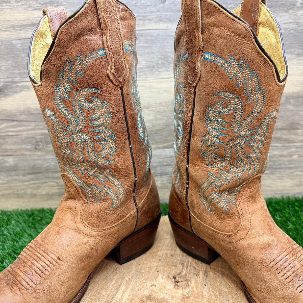 Nocona Women - Size 8B - Tan Bluebonnet Square Toe Cowboy Boots L5009