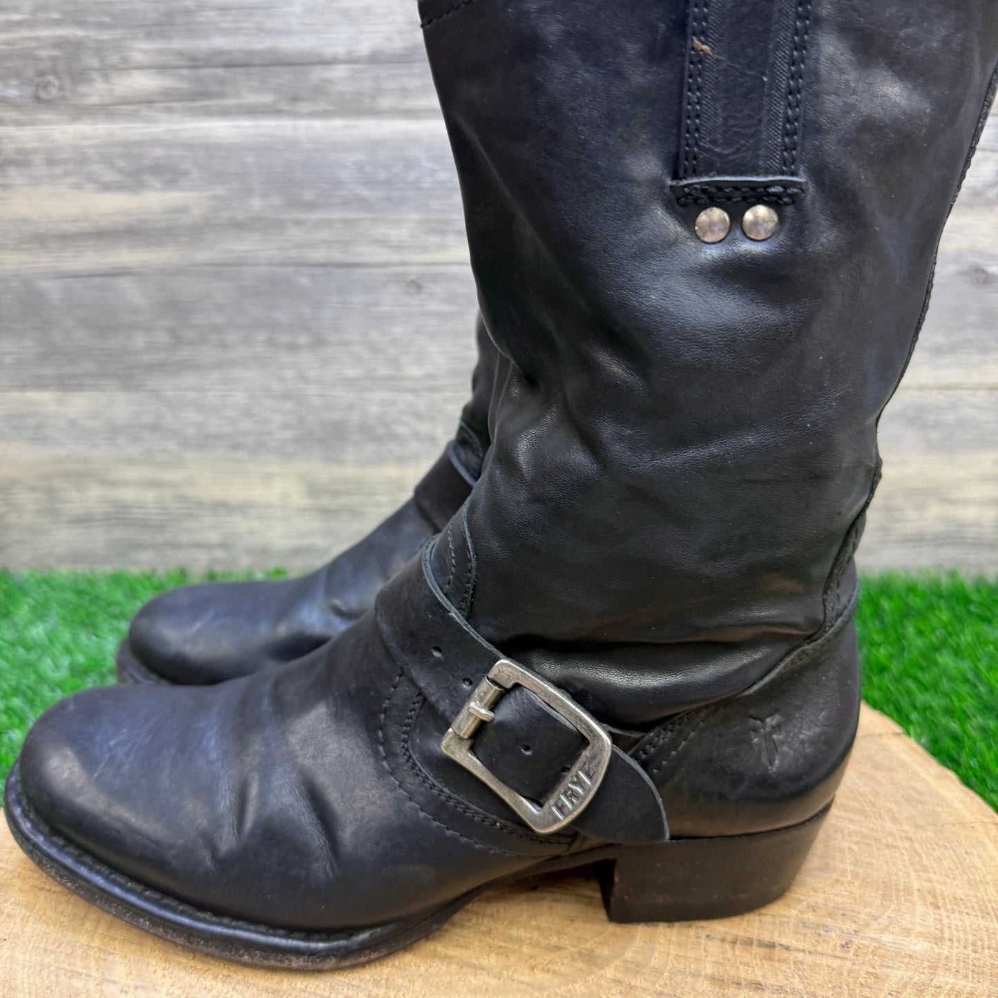 Frye Women - Size 6.5B - Black Martina Engineer Moto Boots Style 76920