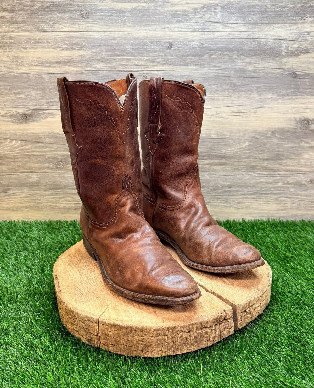 Lucchese Men - Size 10D - Brown Short Shaft Western Cowboy Boots L85086R
