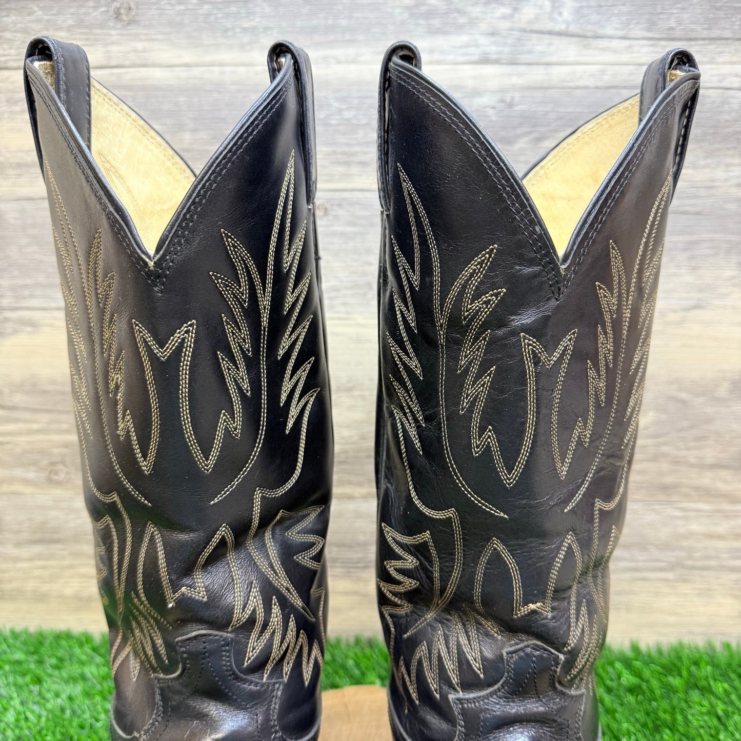 Justin Men - Size 10D - Vintage Black Western Cowboy Boots 2040