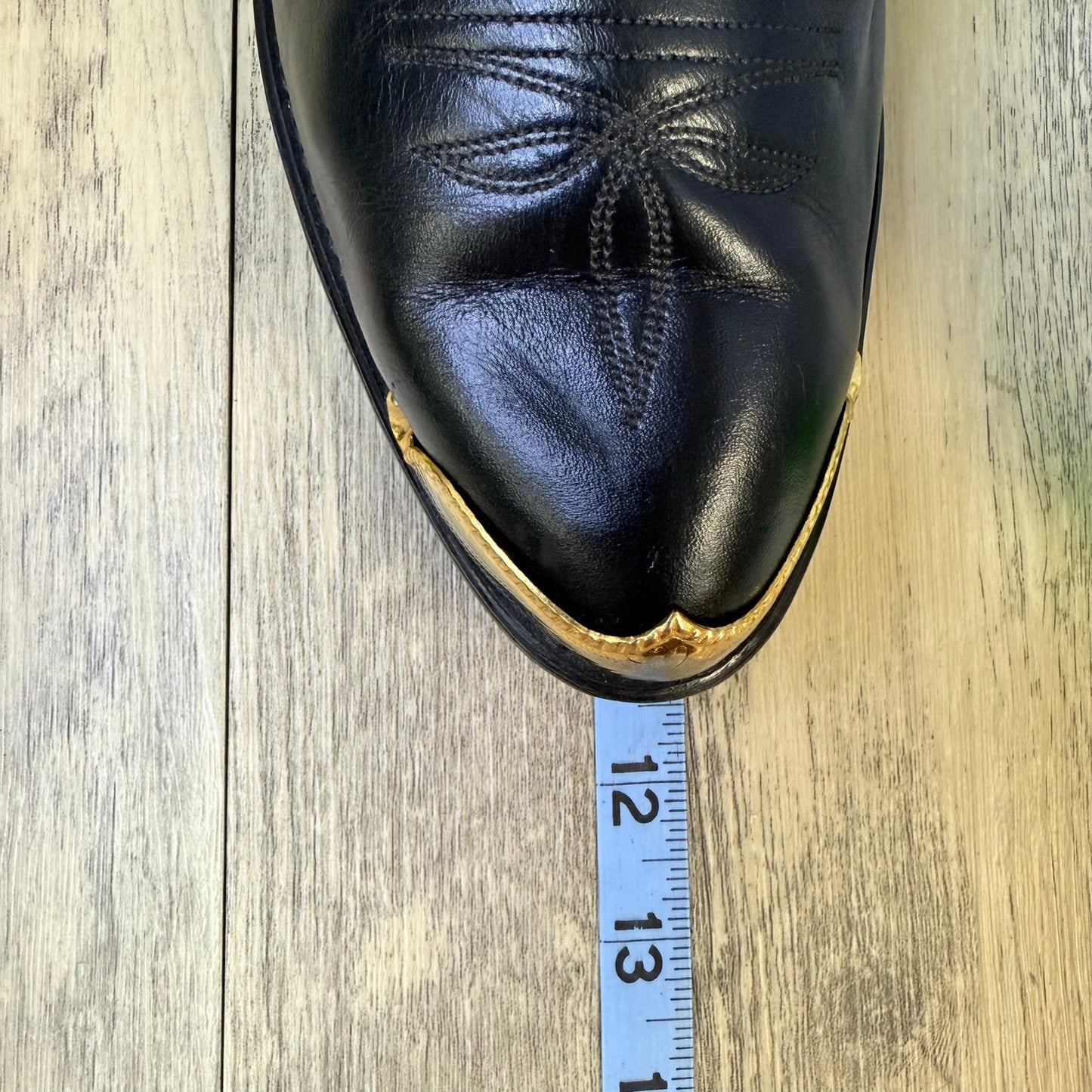 Unknown Men - Size 8EE - Black Toe Plate Faux Leather Cowboy Boots 5360