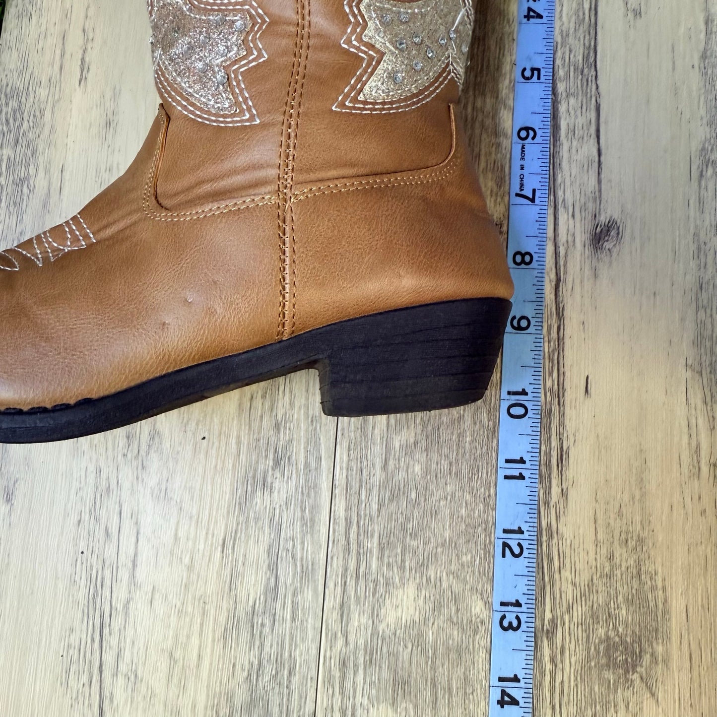 Kensie Girl Youth - Size 2 - Brown Faux Leather Cowboy Boots KG87161