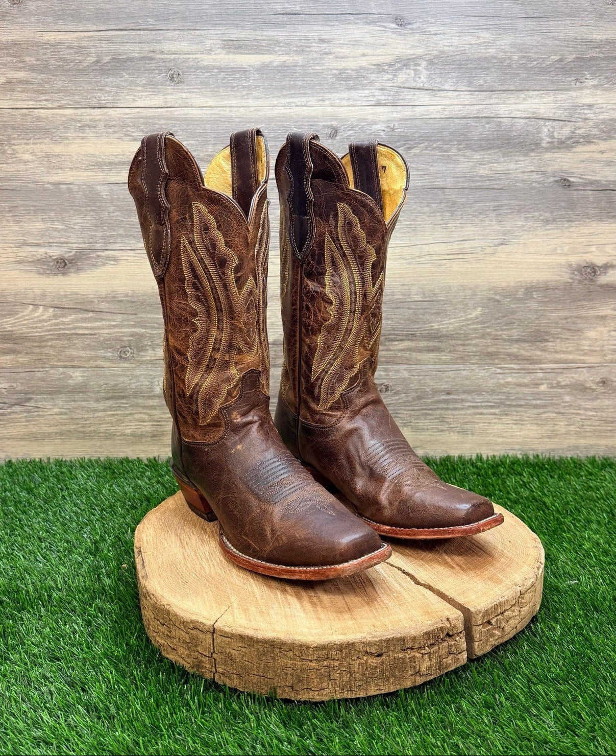 Justin Women - Size 7.5M - Chocolate Square Toe Western Cowboy Boots L2680
