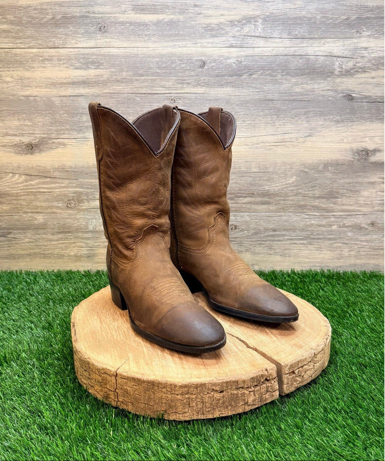 Unknown Youth - Size 5 - Brown Soft Leather Cowboy Boots Y1552