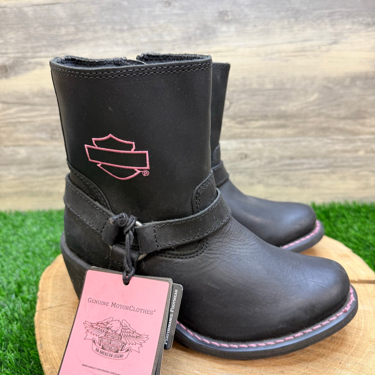 NEW Harley Women - Size 6 - Black / Pink Label Ankle Zipper Boors 87008