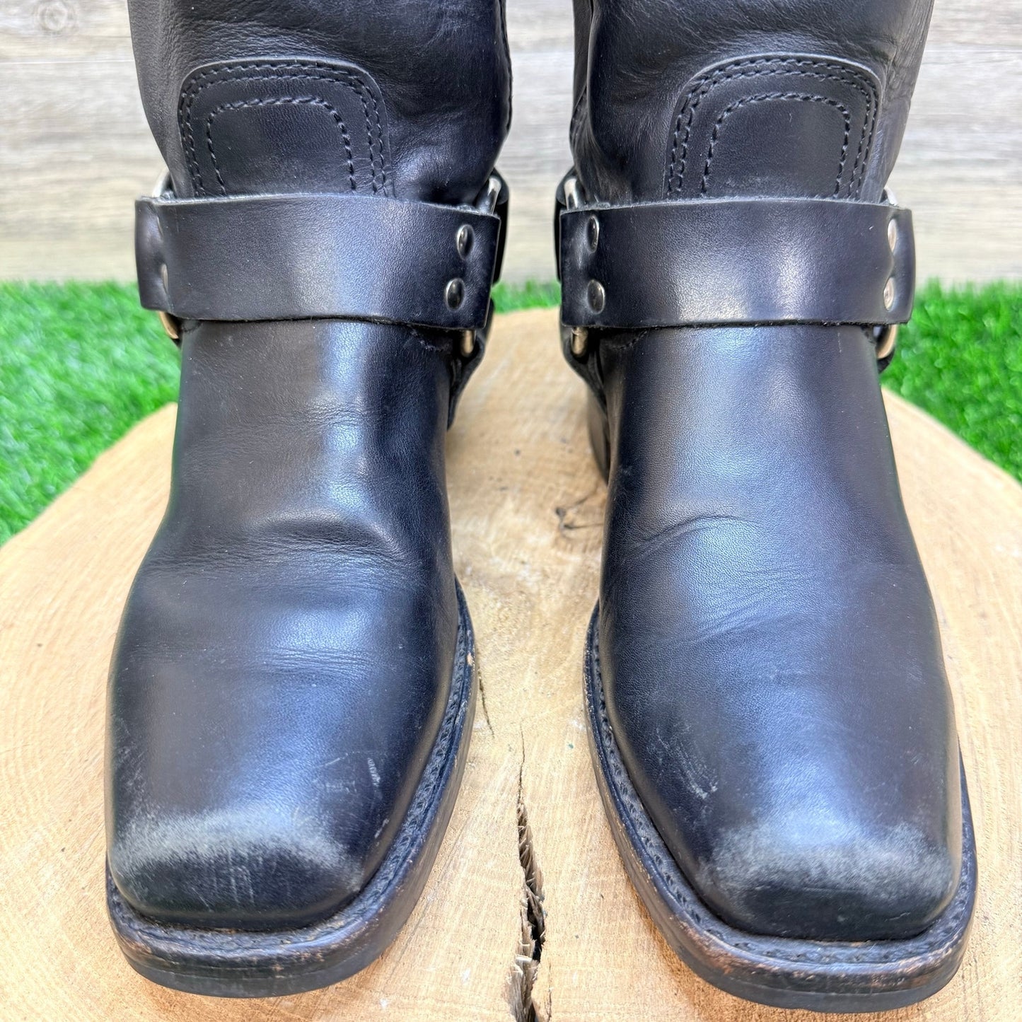 Frye Women - Size 6.5M - Black Moto Square Toe Cowboy Boots 77300