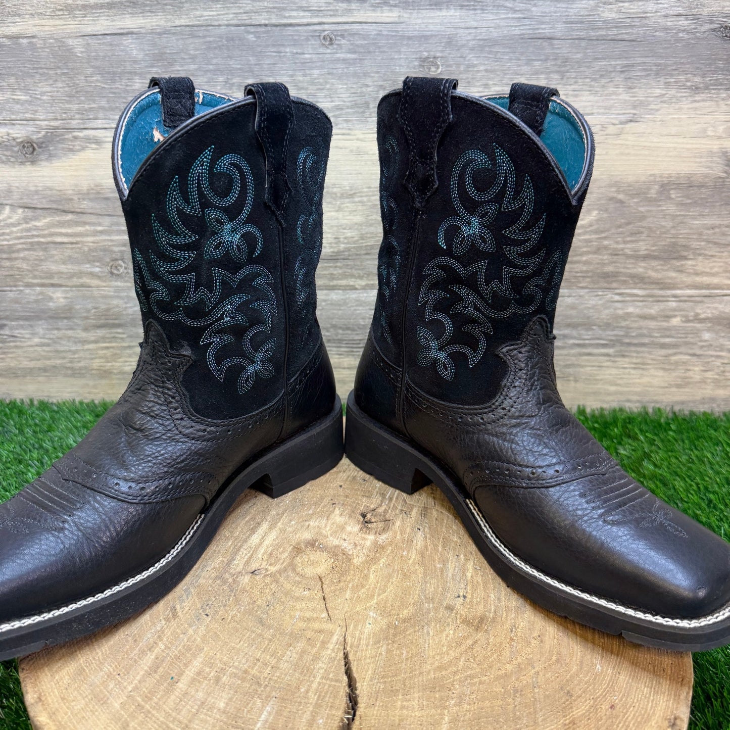 Ariat Fatbaby Women - Size 9B - Black/Blue Square Toe Cowboy Boots 10005912