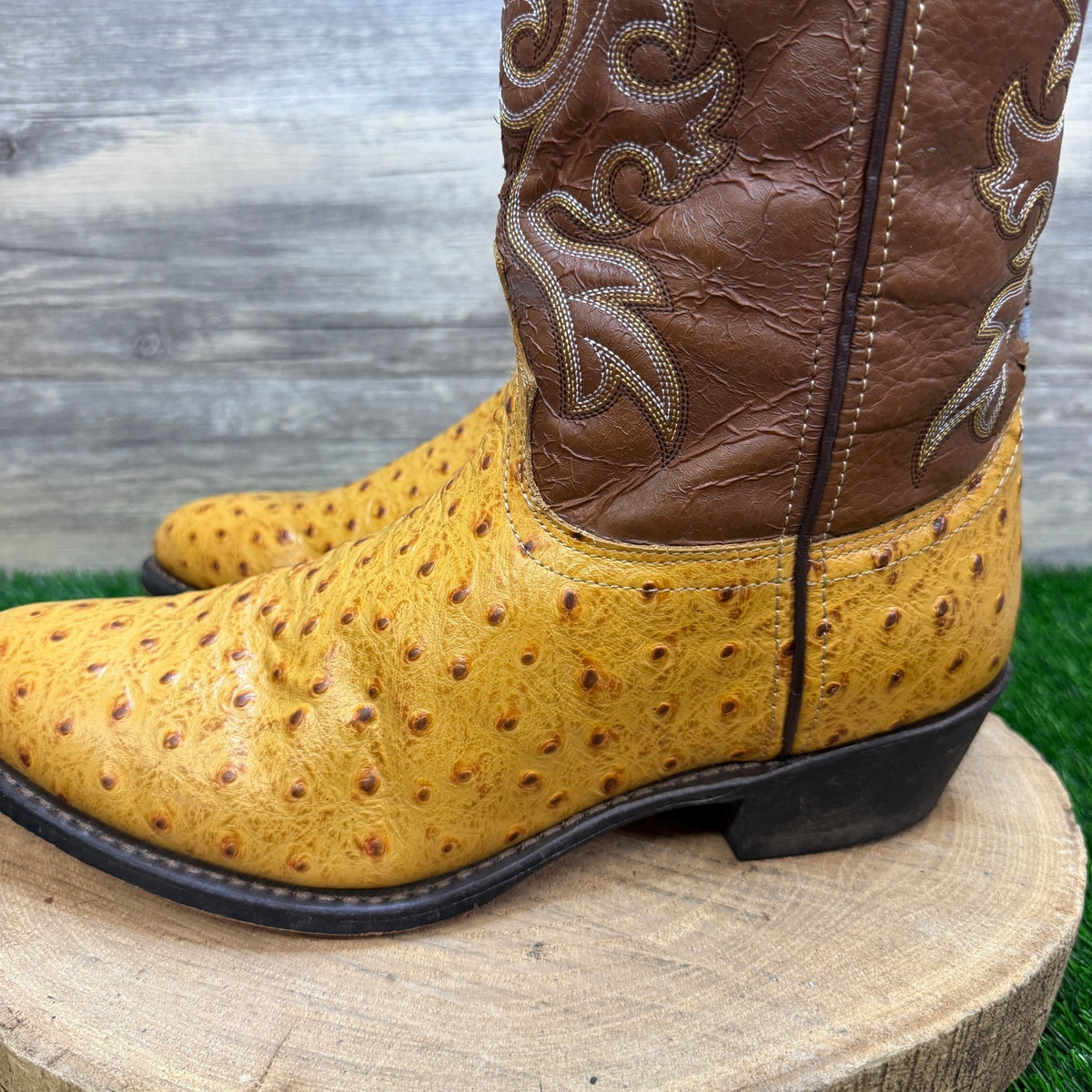Laredo Men - Size 12EW - Golden Stephenville Ostrich Print Cowboy Boots 68032