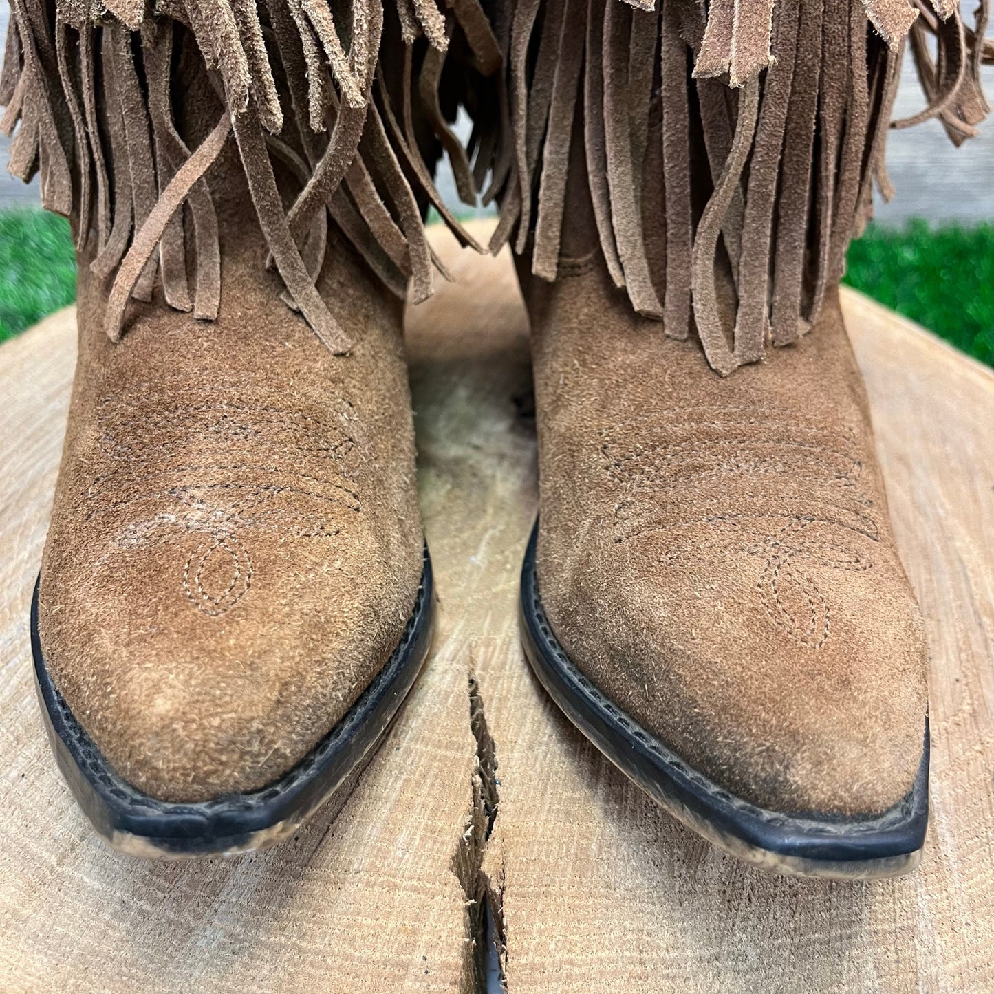 Smoky Mountain Youth - Size 2.5D - Brown Suede Fringe Cowboy Boots Style 3514C