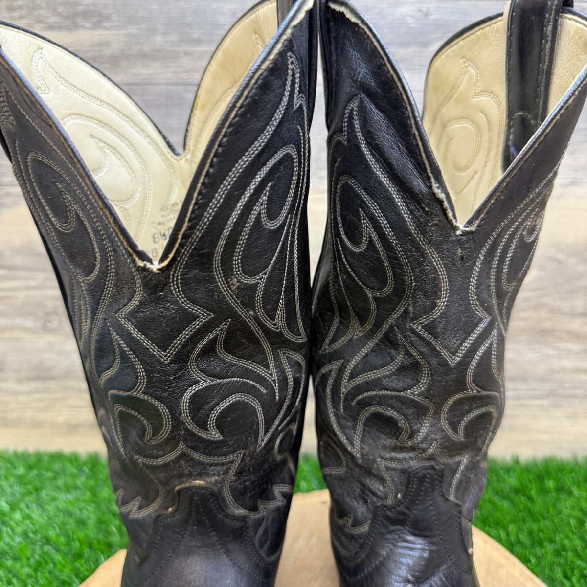 Laredo Men - Size 8.5D - Vintage Black Toe Plate Western Cowboy Boots 68137
