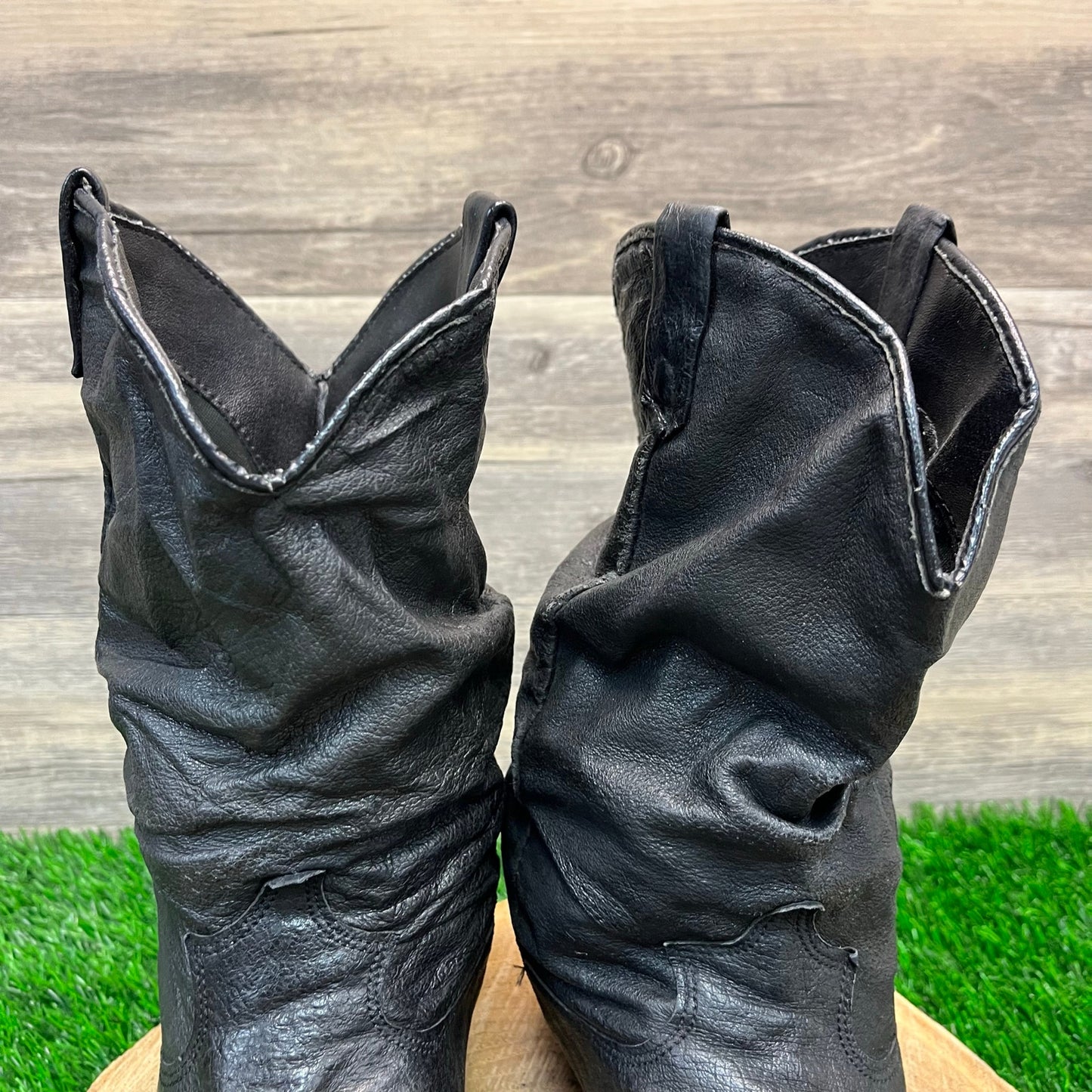 Dingo Women - Size 8.5M - Vintage Black Slouch Cowboy Boots Style 17310