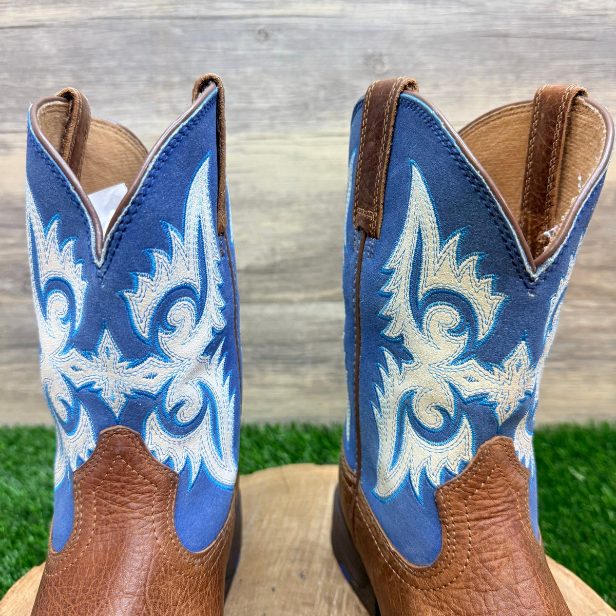 Ariat Youth - Size 4 - Brown / Blue Square Toe Western Cowboy Boots 10042597