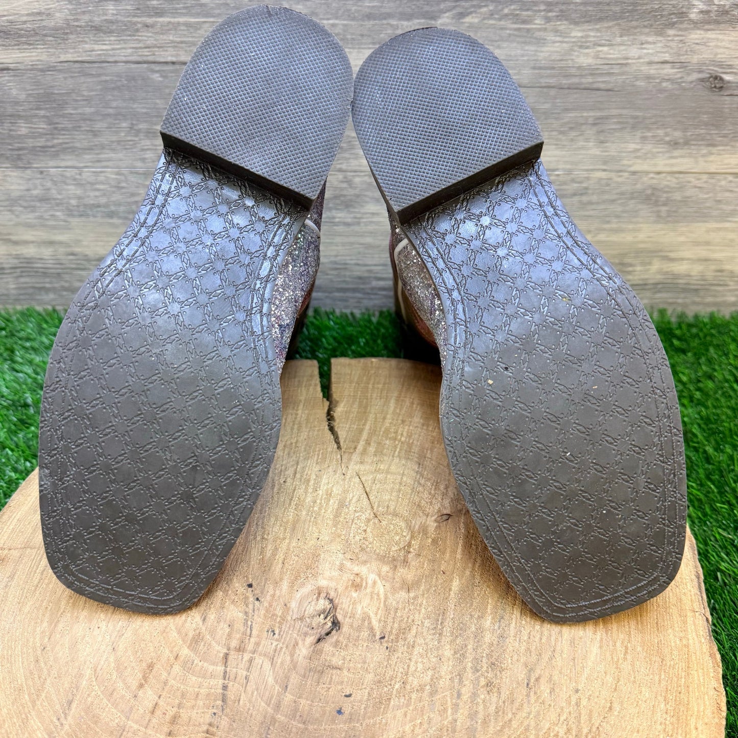 Smoky Mountain Youth - Size 5R - Tan Glitter Square Toe Cowboy Boots 3250Y