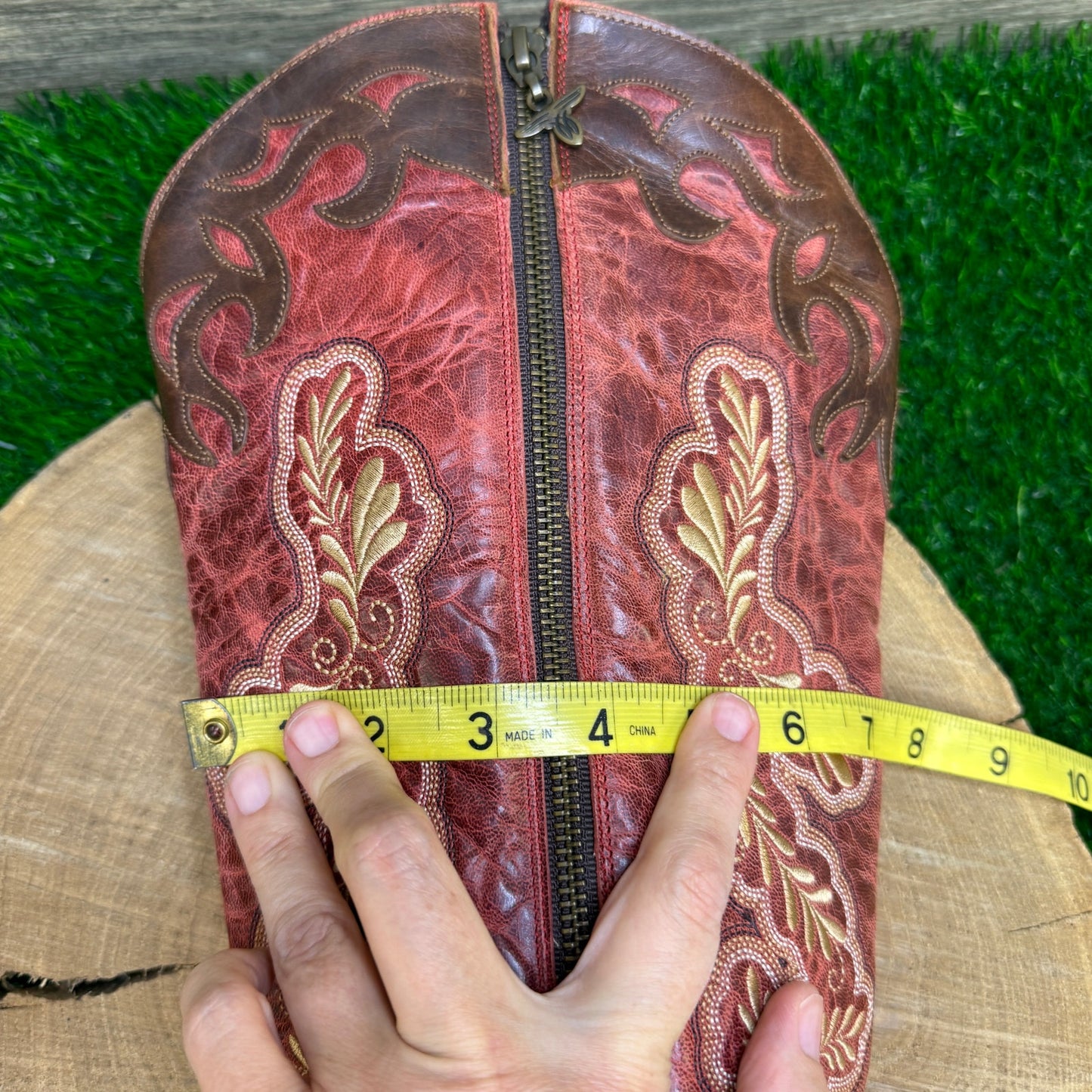 Lane Women - Size 8.5 - Red Tall Zipper Snip Toe Cowboy Boots Style A0078A