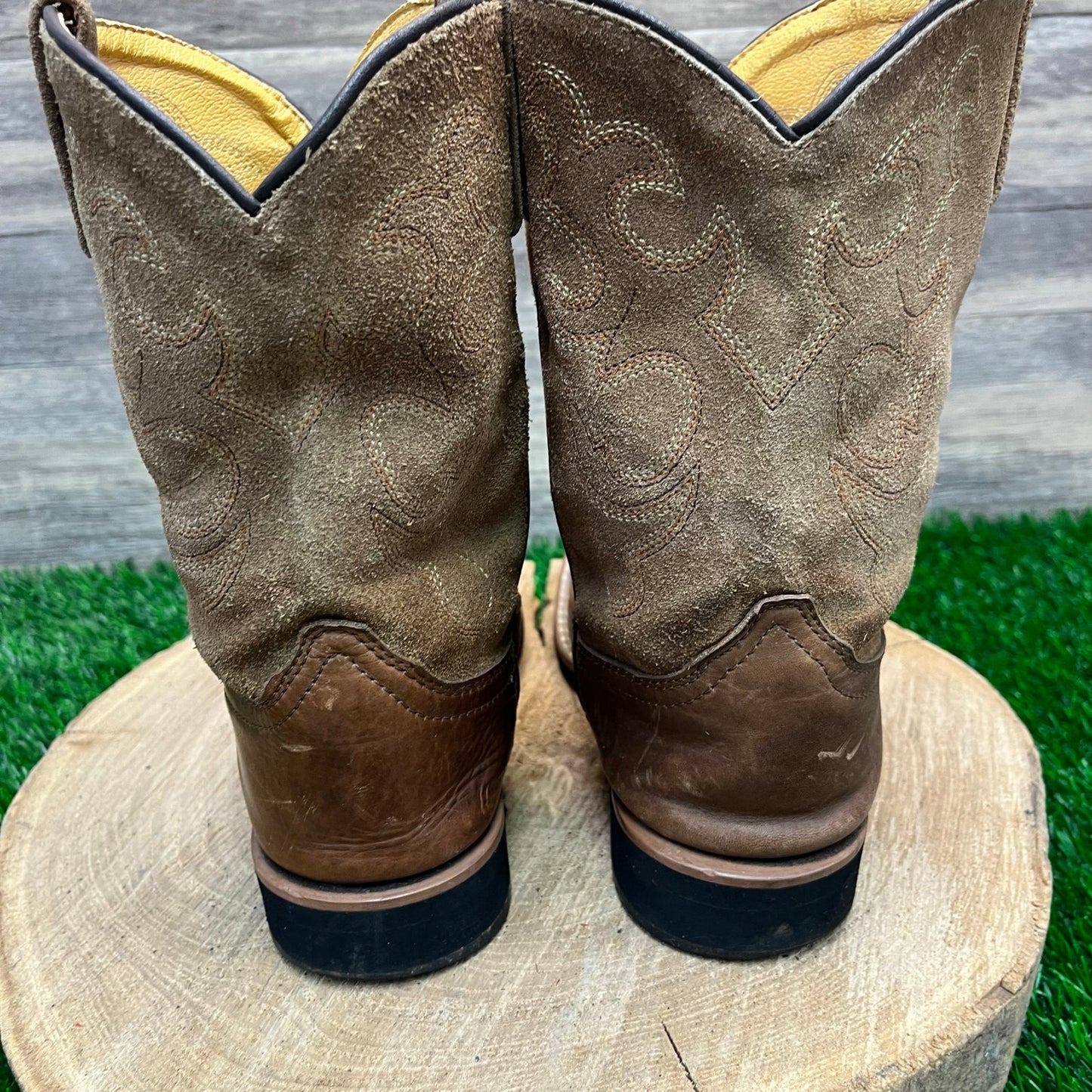 Smoky Mountain Youth - Size 3D - Tan Suede Shaft Square Toe Cowboy Boots 460660