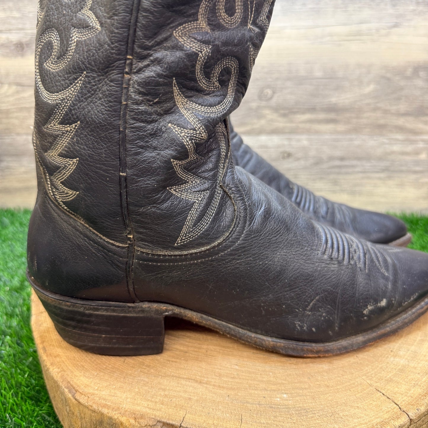 Dan Post Men - Size 10.5D - Vintage Black El Paso Western Cowboy Boots 16791