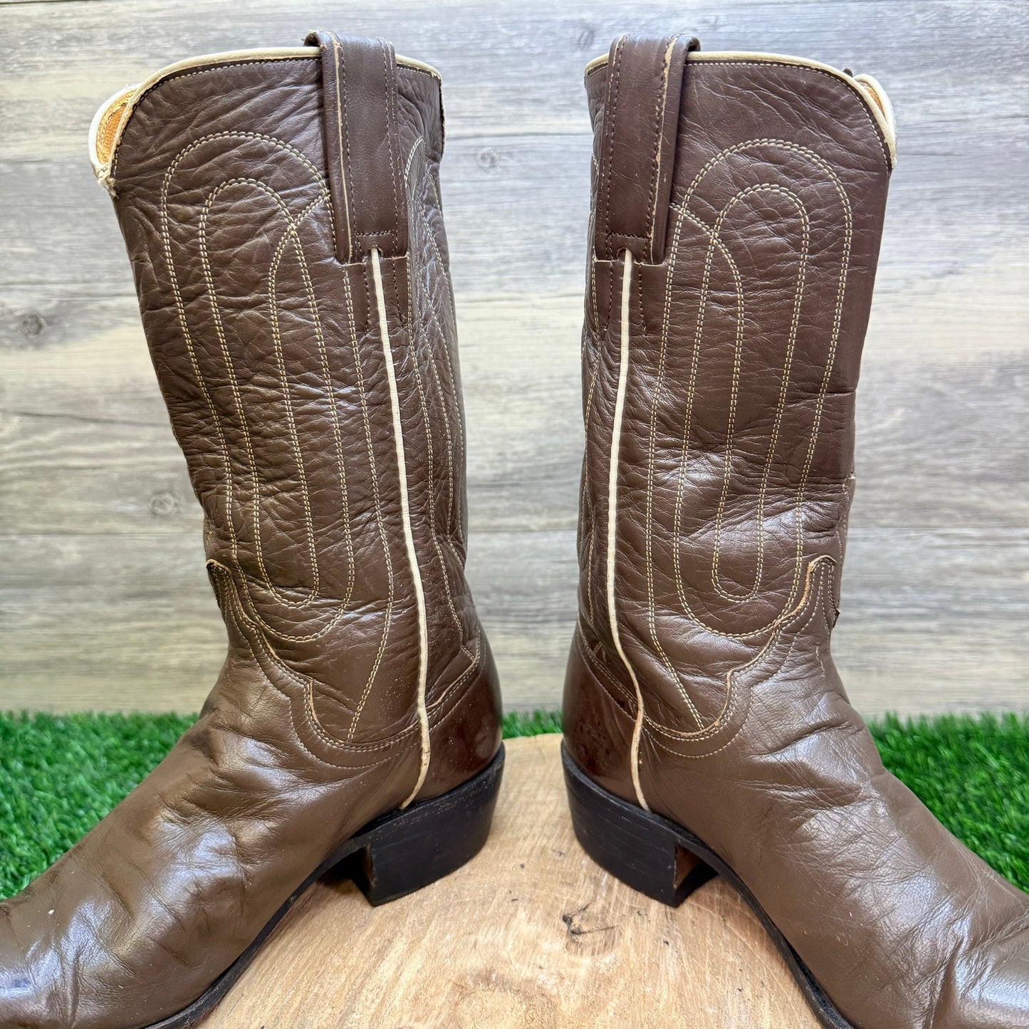 Justin Women / Youth - Size 5C / 1.5 - Vintage Brown Western Cowboy Boots L-4003
