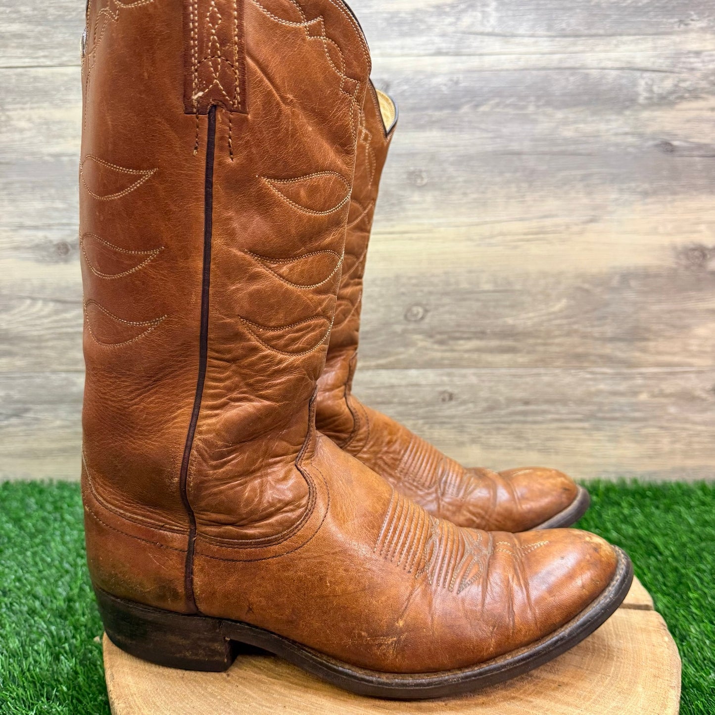 Dan Post Men - Size 9.5D - Vintage Tan Western Cowboy Boots 6813