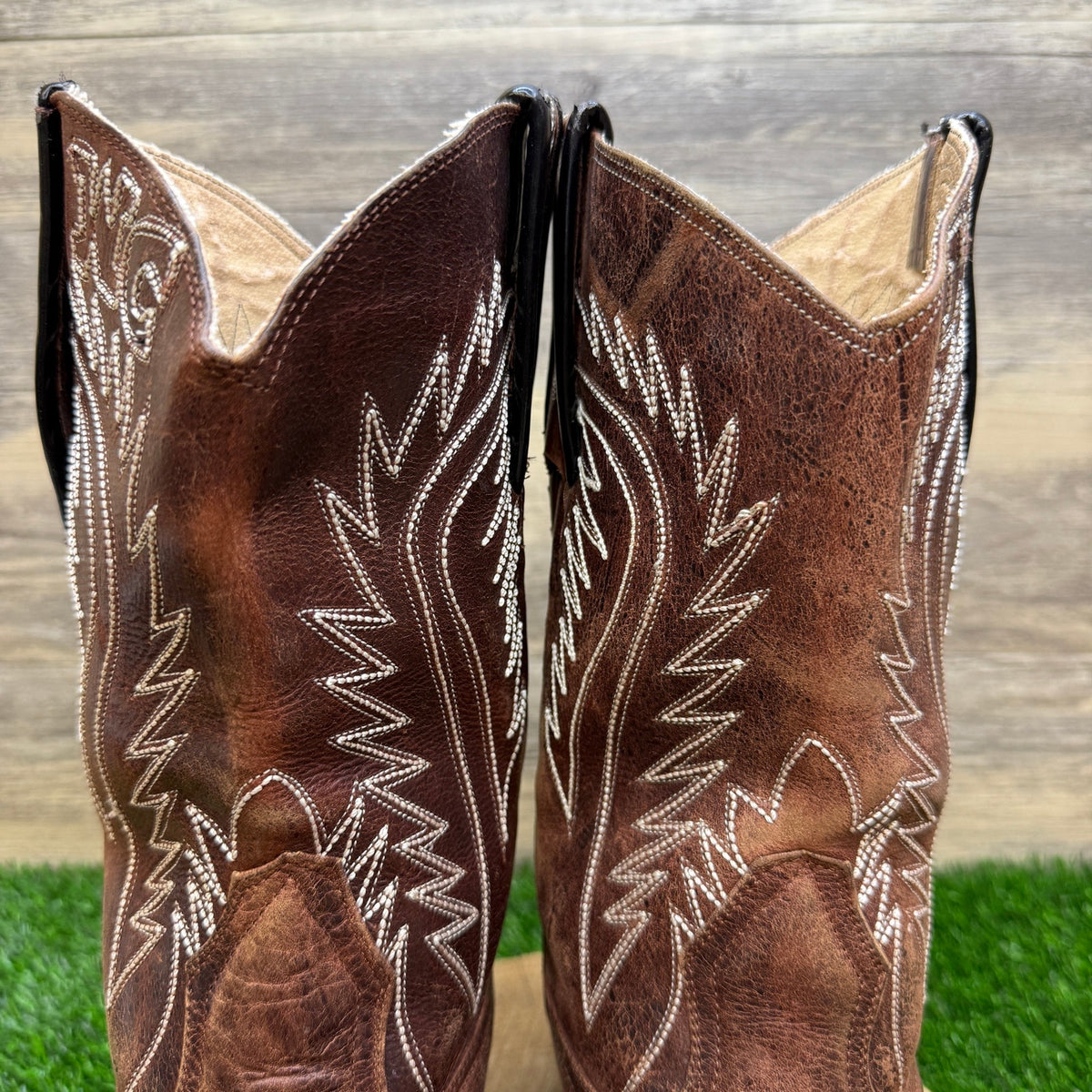 Unknown Men - Size 10.5 - Brown Leather Handmade Snip Toe Cowboy Boots WC