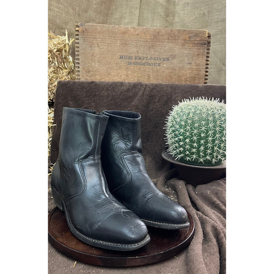 Double H Men - Size 10.5D - Black Square Toe Zipper Cowboy Boots Style 1875