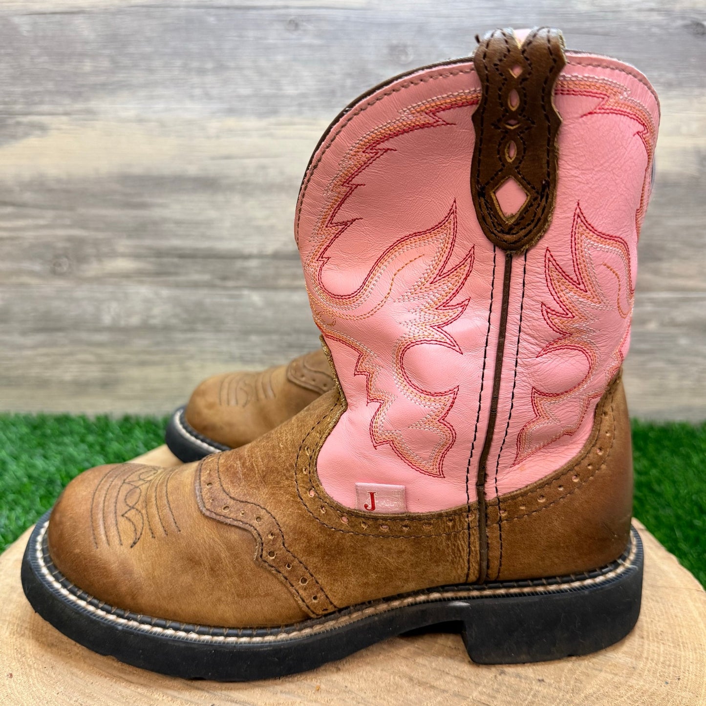 Justin Women - Size 8B - Brown / Pink Gypsy Cowboy Boots L9901
