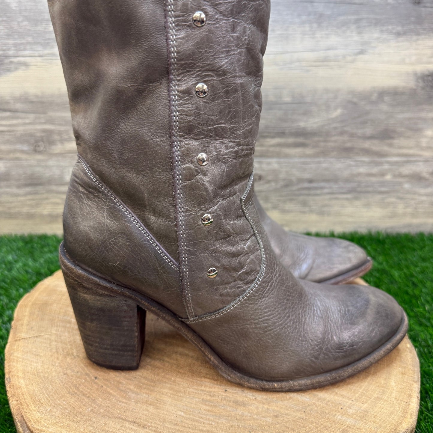 Miz Mooz Women - Size 8.5 - Gray Studded Tall Boots Style 17107