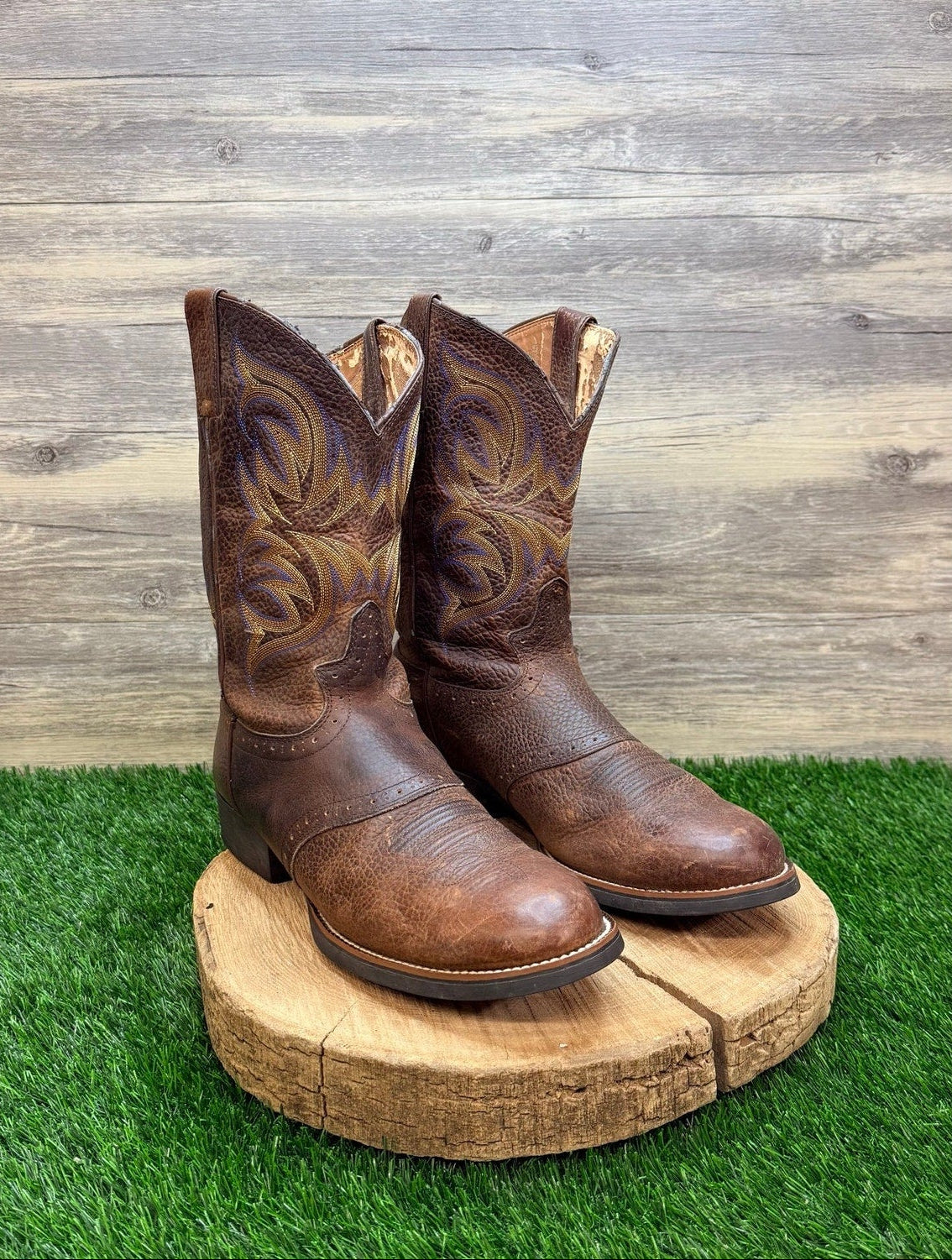 Justin Men - Size 10.5D - Brown Stampede Western Cowboy Boots 7200
