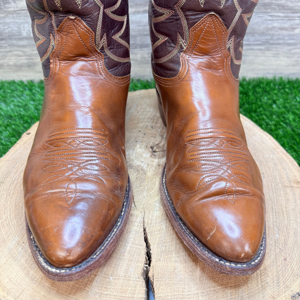 Nocona Men - Size 10.5D - Vintage Brown Two Tone Western Cowboy Boots 4782