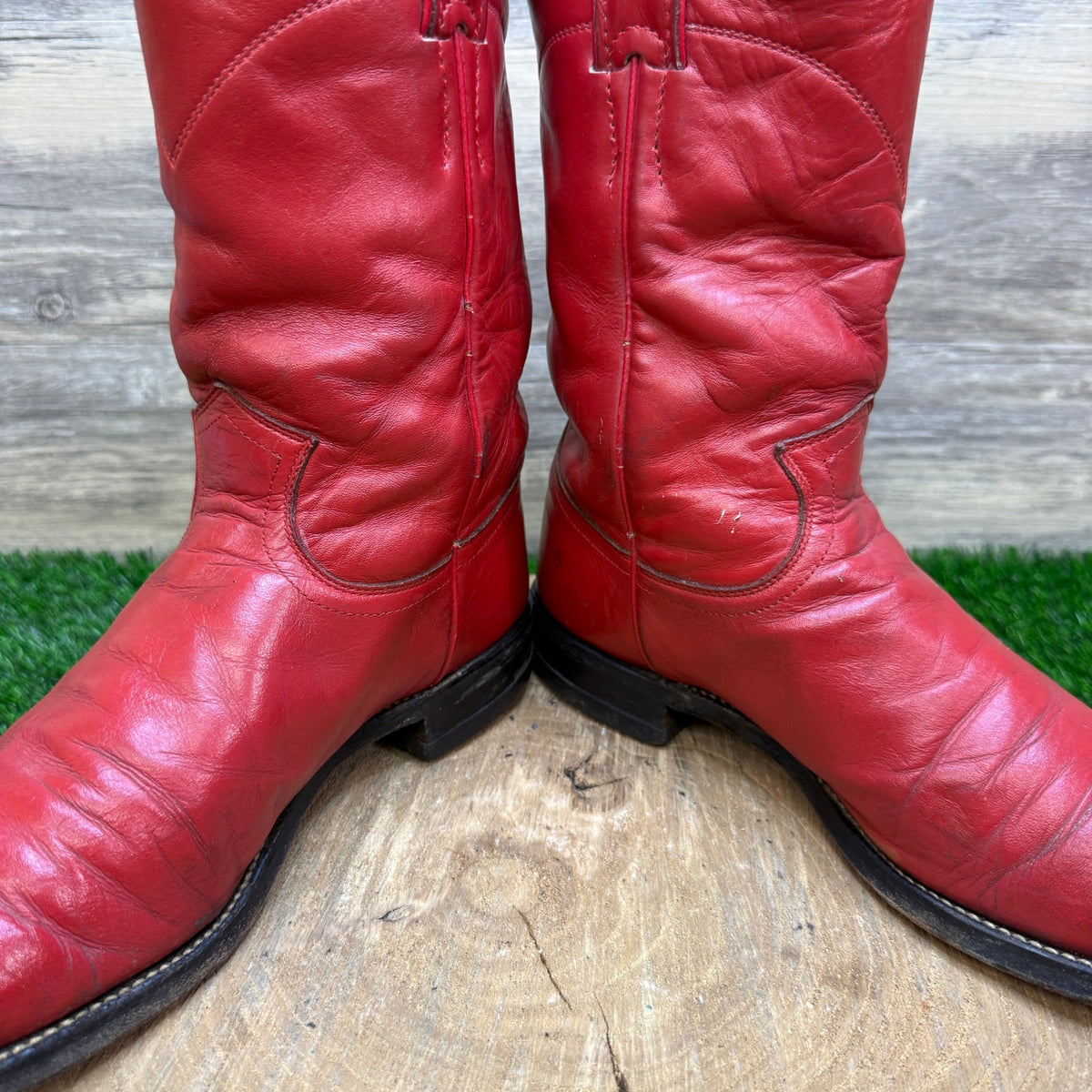 Justin Women - Size 7B - Vintage Red Roper Western Cowboy Boots Style L3055