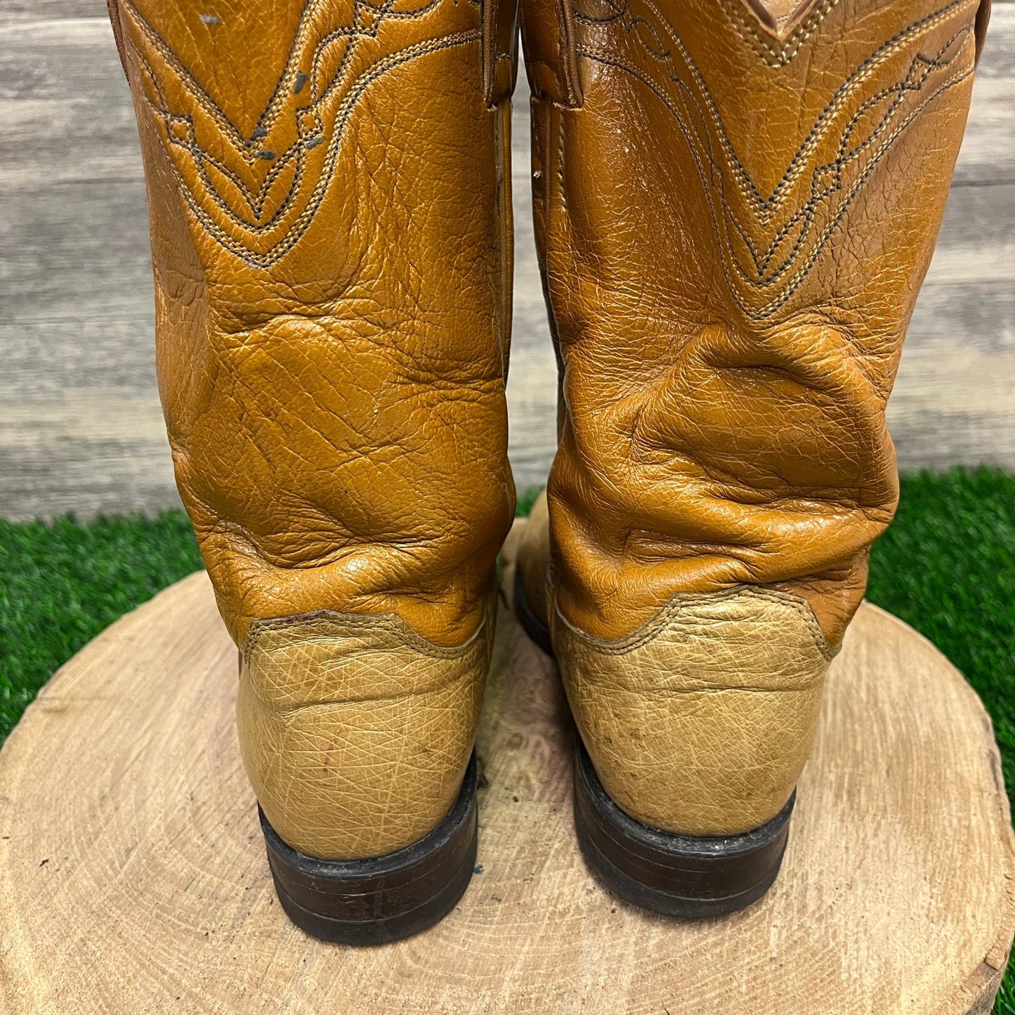 Justin Women - Size 5.5B - Vintage Cognac Smooth Ostrich Cowboy Boots L3022