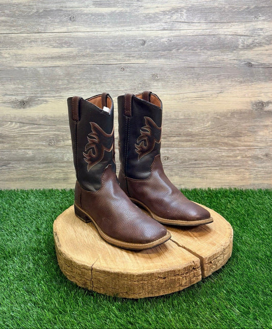 Magellan Outdoors Youth - Size 3 - Brown / Black Square Faux Cowboy Boots 167252