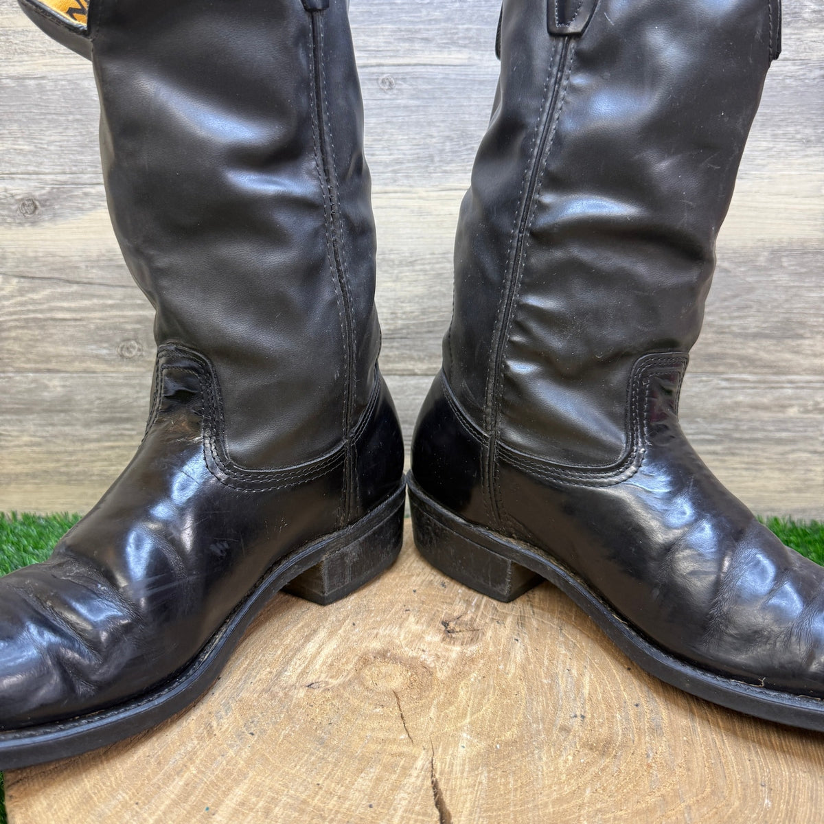Durango Men - Size 9.5D - Vintage Black Smooth Made in USA Cowboy Boots 9690