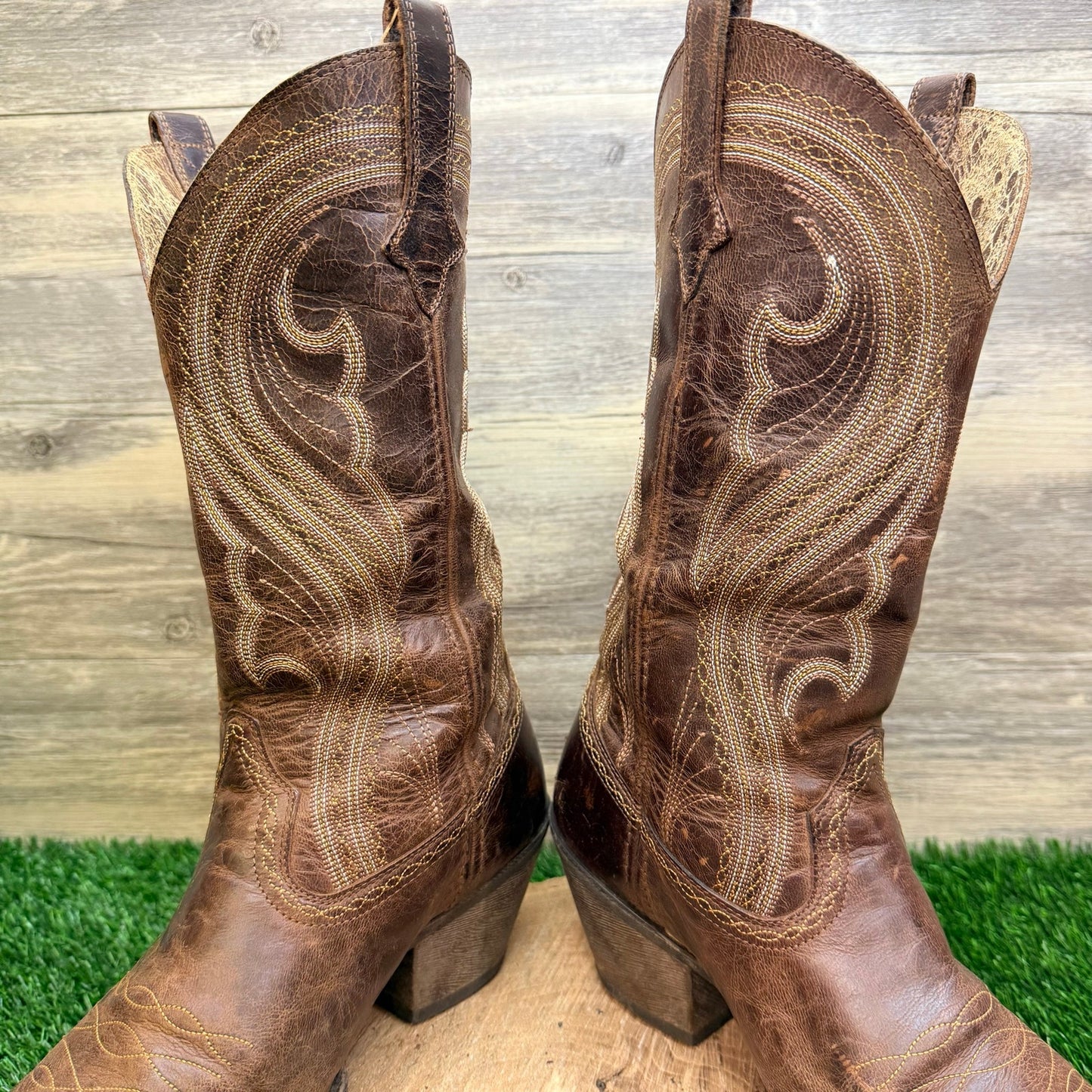 Ariat Women - 11B - Brown Lively Sassy Square Toe Cowboy Boots 10016357