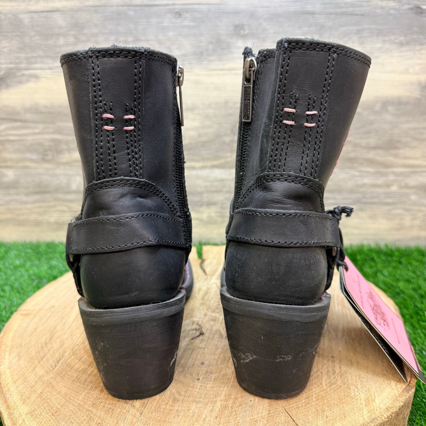 NEW Harley Women - Size 6 - Black / Pink Label Ankle Zipper Boors 87008
