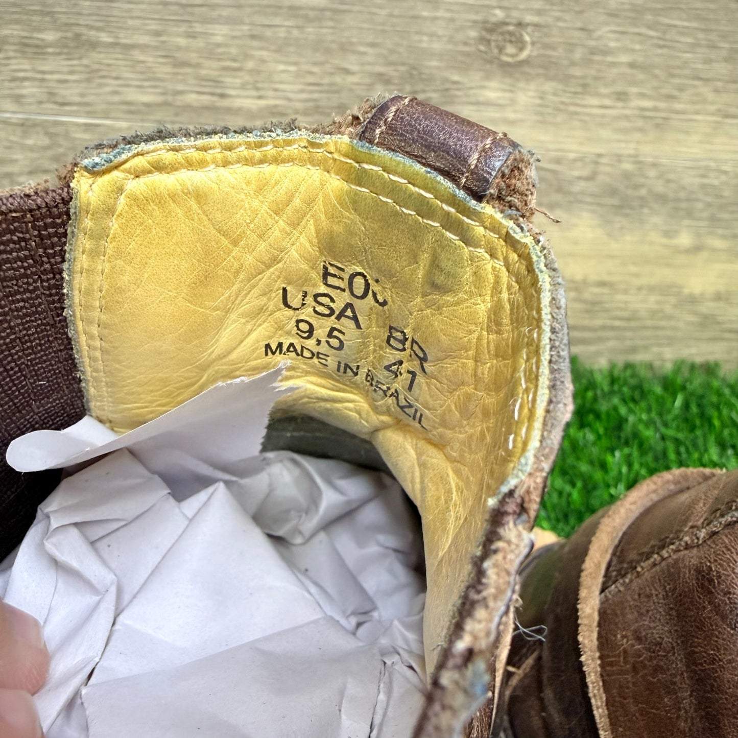 Brunellos Men - Size 9.5 - Brown Harness Square Toe Boots E002