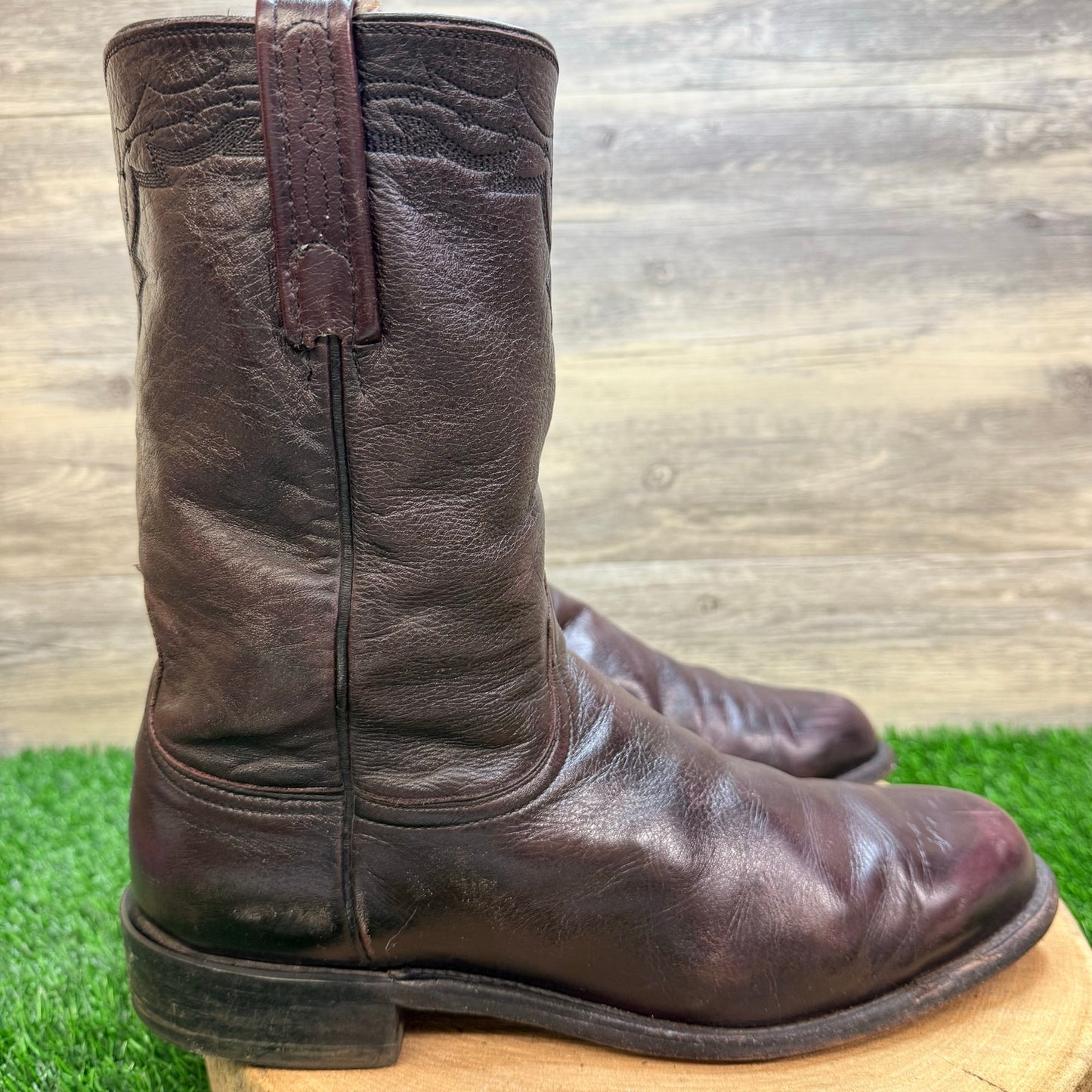 Lucchese 2000 Men - Size 11.5D - Black Cherry Cowboy Boots T00836