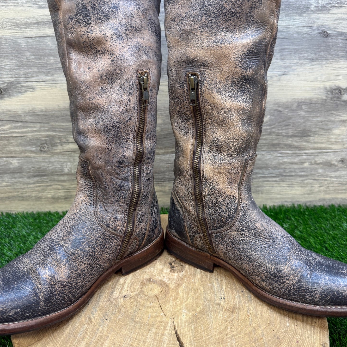 Bed Stu Women - Size 9 - Distressed Tan Riding Boots Style 0893