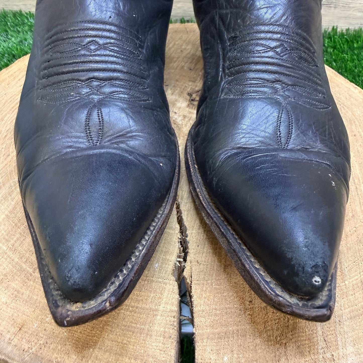 Zodiac Men - Size 9 - Vintage Black Snip Toe Western Cowboy Boots Style E221