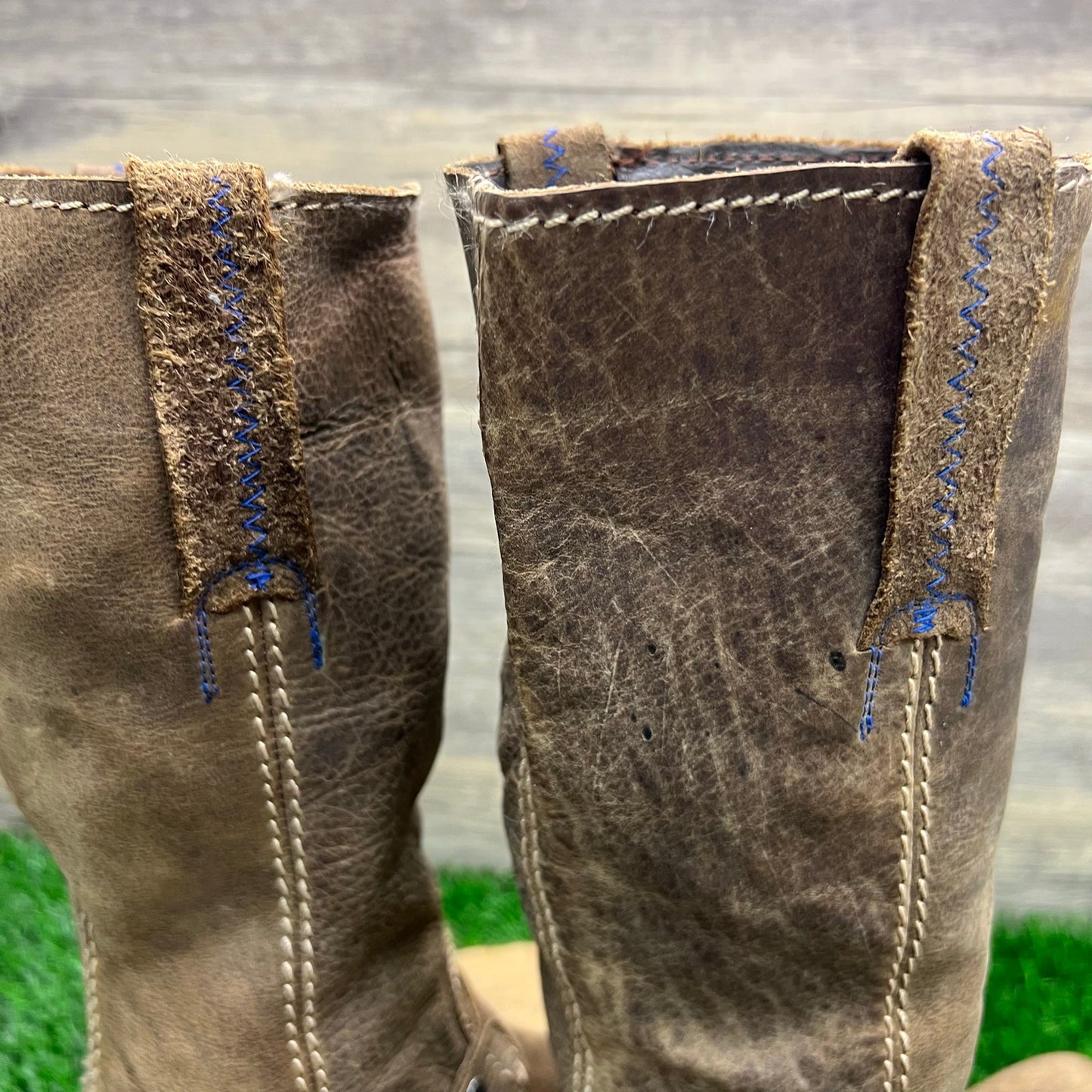 BedStu Women - Size 6.5 - Brown Harness Tall Square Toe Cowboy Boots
