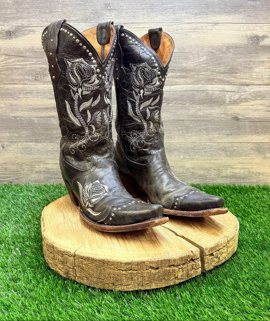 Lucchese Women - Size 9B - Black Challenger Distressed Cowboy Boots M5701