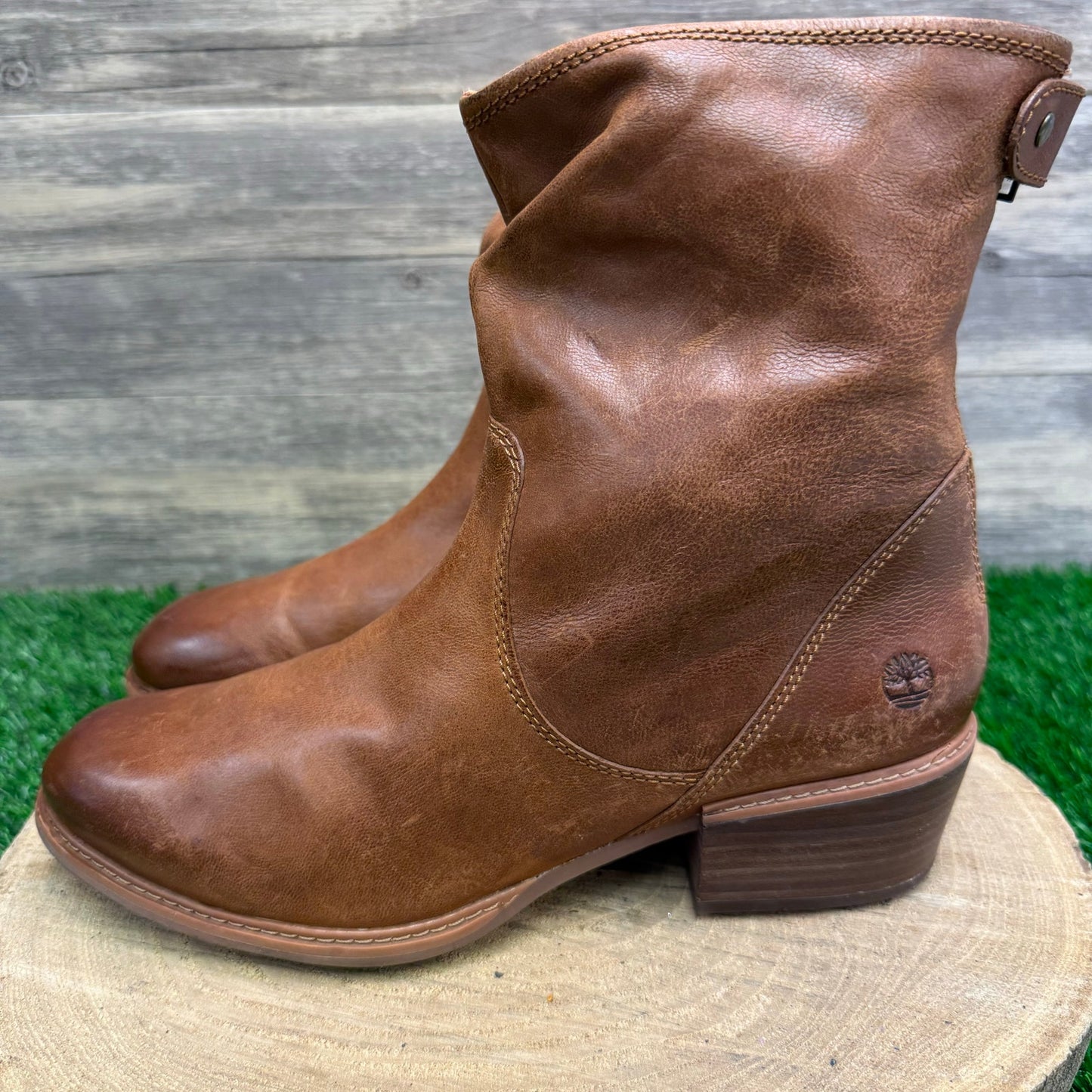 Timberland Women - Size 11 - Tan Ankle Zipper Boots Style A2448