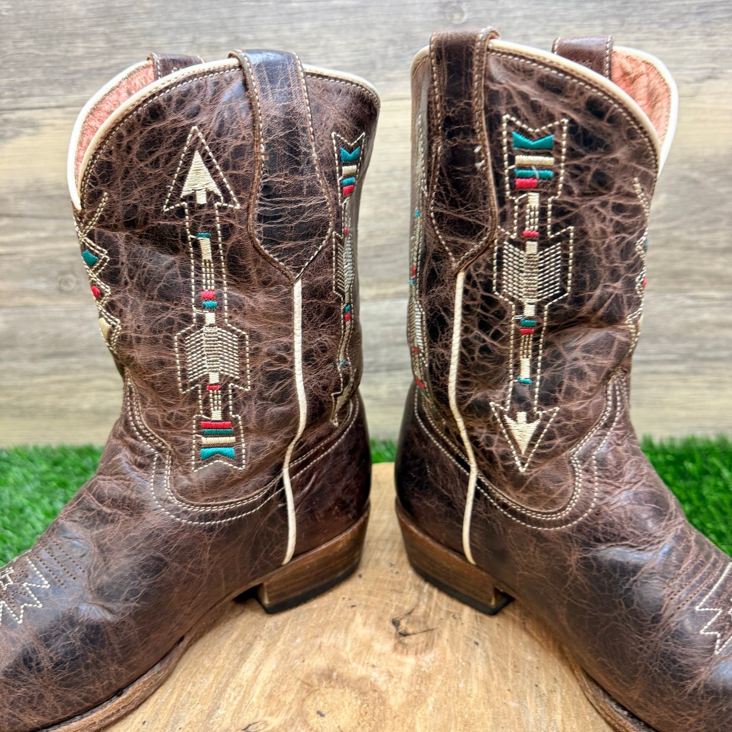 Roper Youth - Size 3 - Dark Brown Native Cowboy Boots 7622