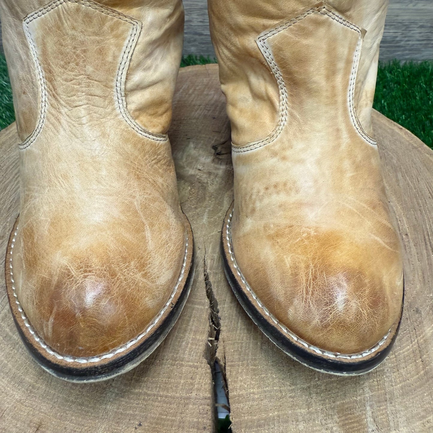 Aldo Women - Size 8 - Distressed Tan Slouch Soft Faux Leather Boots