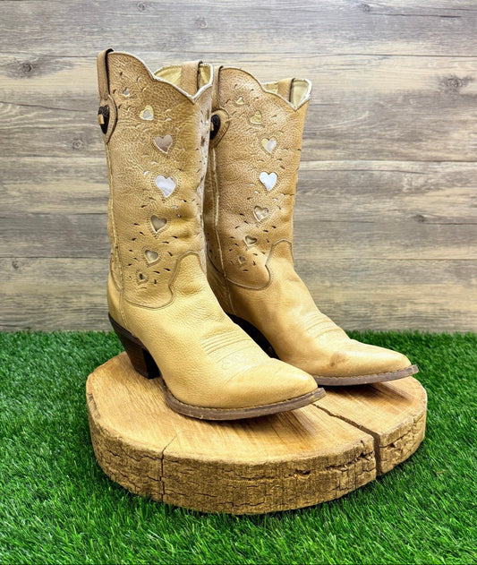 Durango Women - Size 10M - Tan Heart Cowboy Boots Crush RD3421