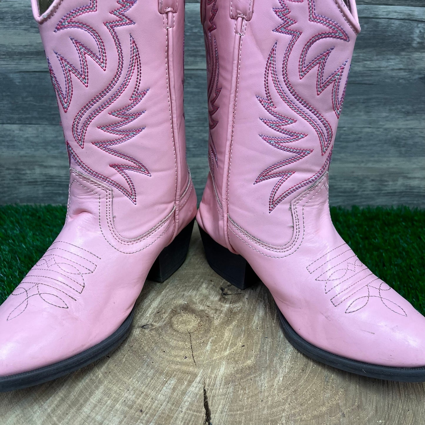 Austin Trading Co. Youth - Size 4 - Pink Faux Leather Cowboy Boots Style 1145