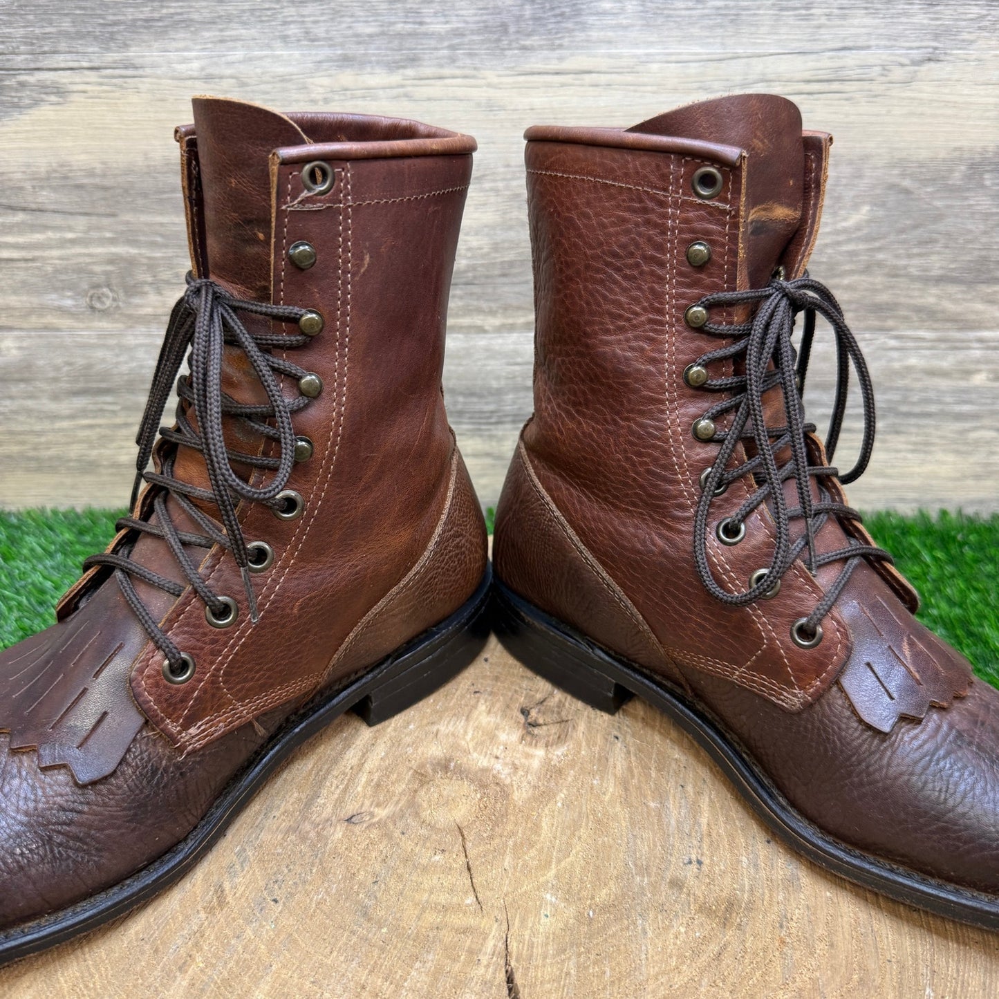 Boulet Women - Size 7C - Chocolate Lace Up Cowboy Boots Style 6124