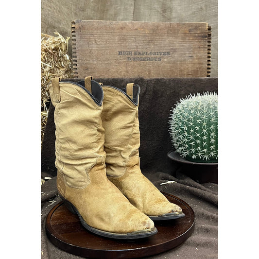Dingo Women - Size 7.5M - Vintage Tan Slouch Cowboy Boots Style 7313
